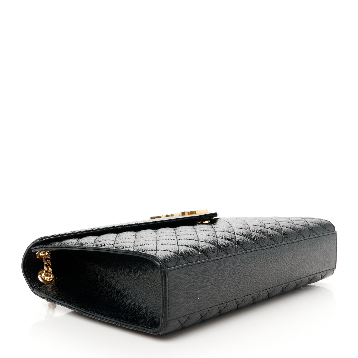 Saint Laurent Grain De Poudre Textured Mixed Matelasse Large Triquilt Monogram Satchel Black 4 of 11