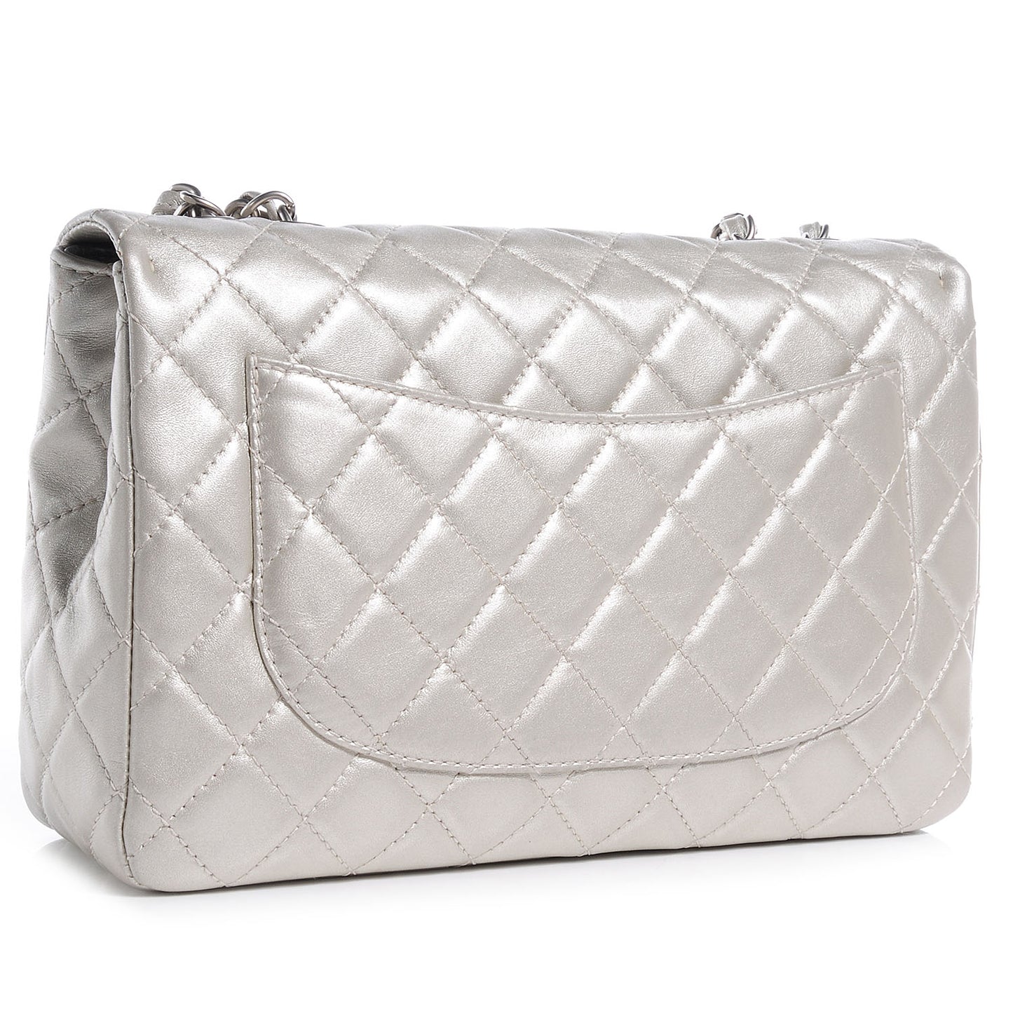 Metallic Lambskin Quilted Jumbo Single Flap Light Gold