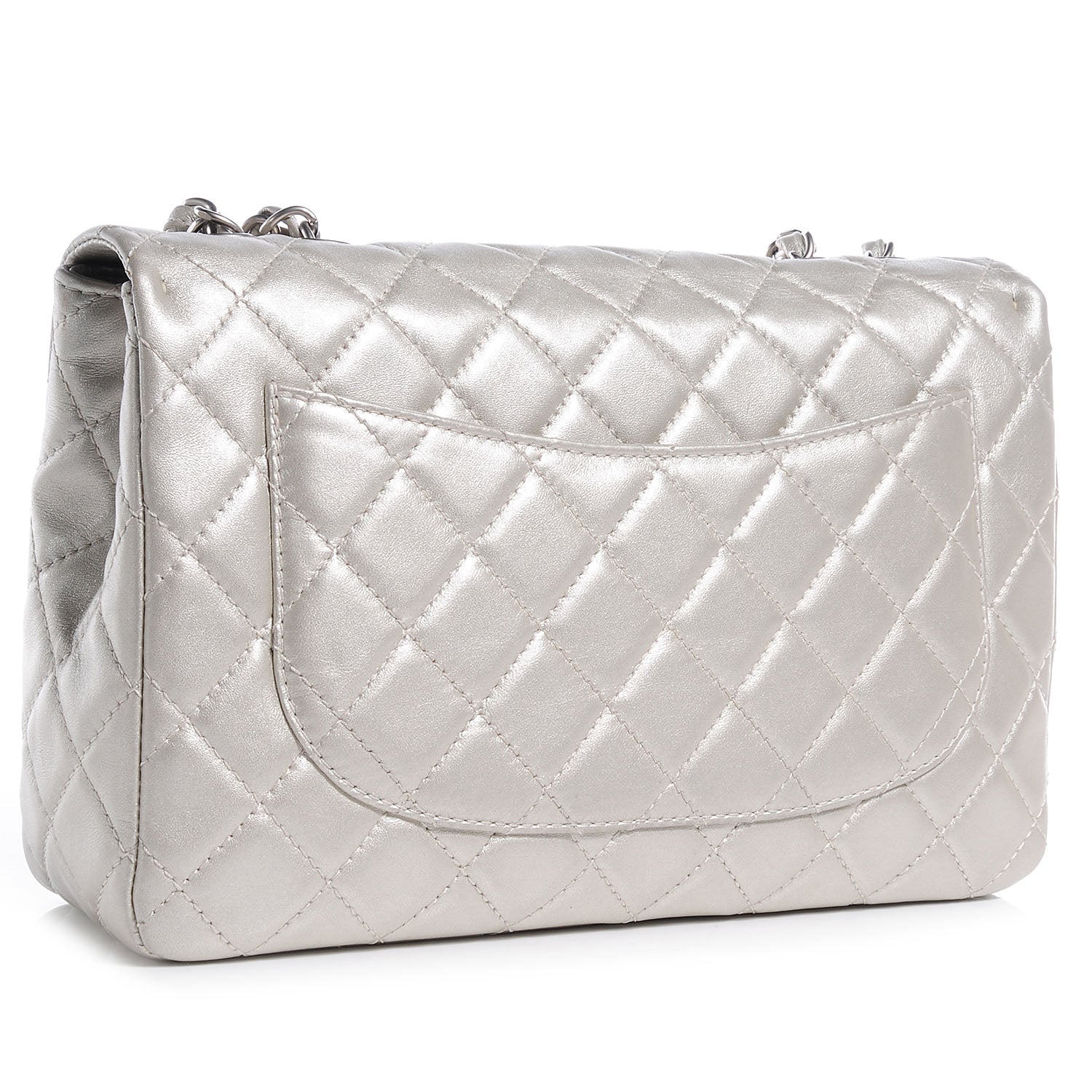 Chanel Metallic Lambskin Quilted Jumbo Single Flap Light Gold 3 of 8