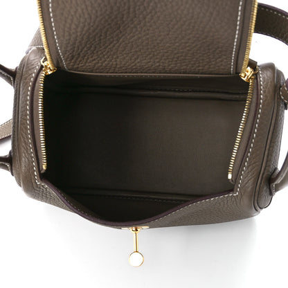 Hermes Taurillon Clemence Mini Lindy 20 Etoupe 5 of 11