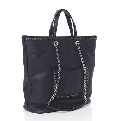 Chanel Grained Calfskin Large Coco Eyelets Shopping Tote Navy 4 of 16