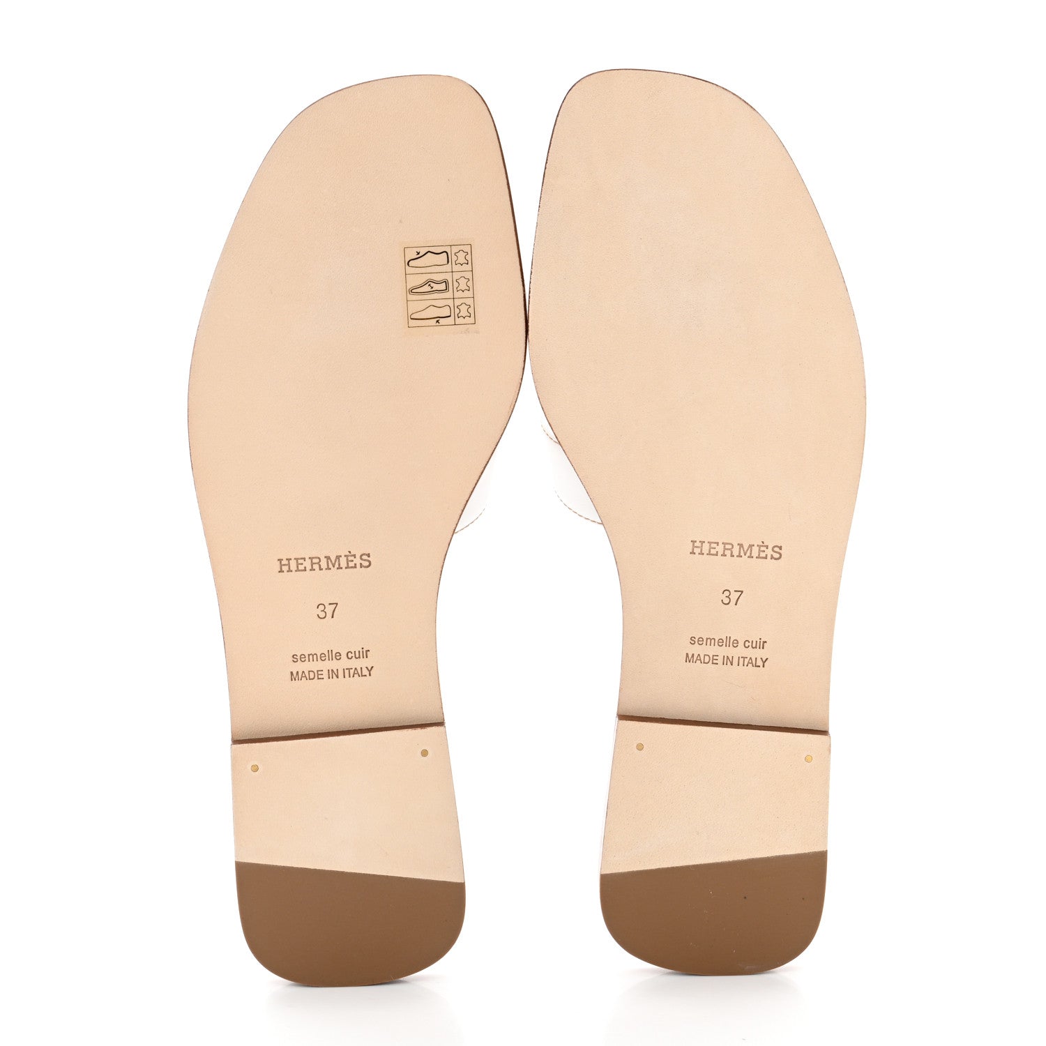 Hermes Box Calfskin Oran Sandals 37 White 5 of 9