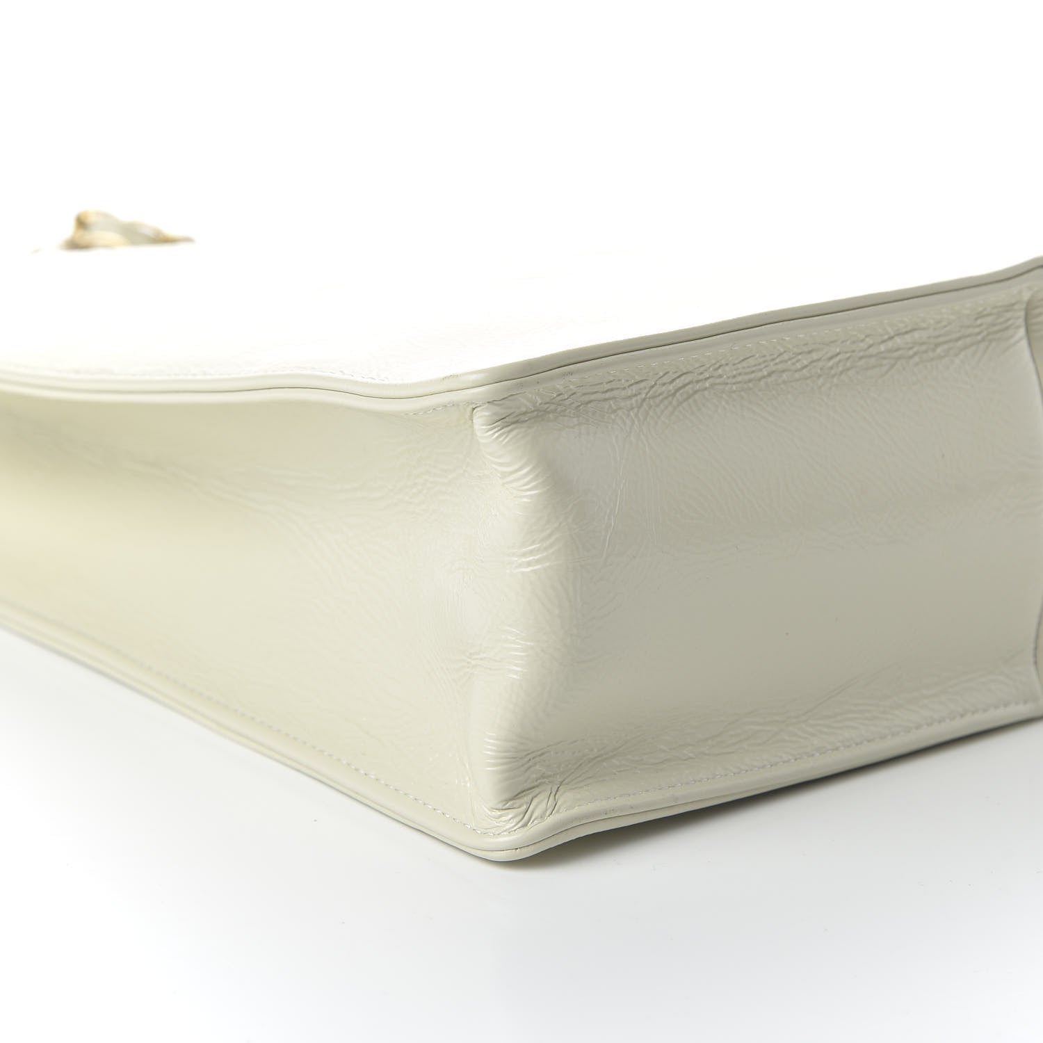 Chanel Shiny Aged Calfskin North South Shopping Bag White 6 of 12