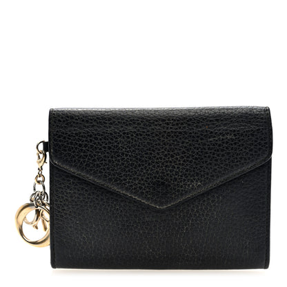 Christian Dior Bullcalf Diorissimo Slim Envelope Wallet Black Rose Indien 1 of 6