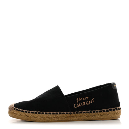 Saint Laurent Canvas Nappa Elba Light Logo Embroidered Espadrilles 38.5 Black 1 of 11