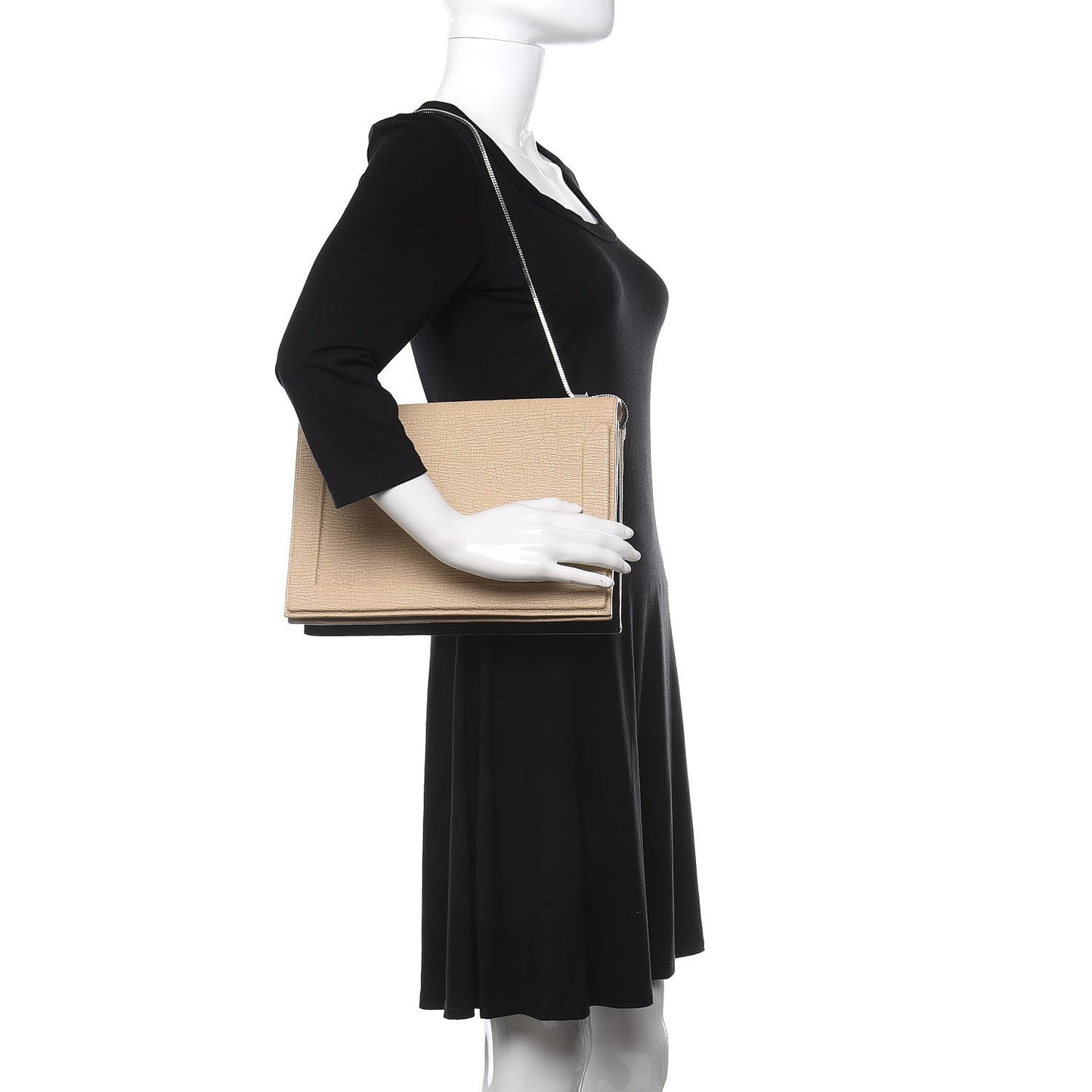 3.1 Textured Calfskin Soleil East West Shoulder Bag Nougat