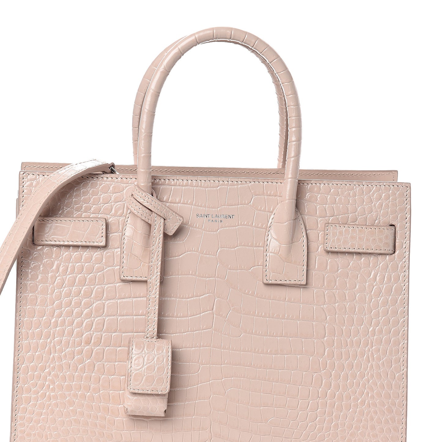 Calfskin Crocodile Embossed Baby Sac De Jour Rose Antic