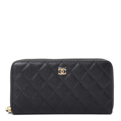 Chanel Caviar Quilted Large Gusset Zip Around Wallet Black 1 of 8