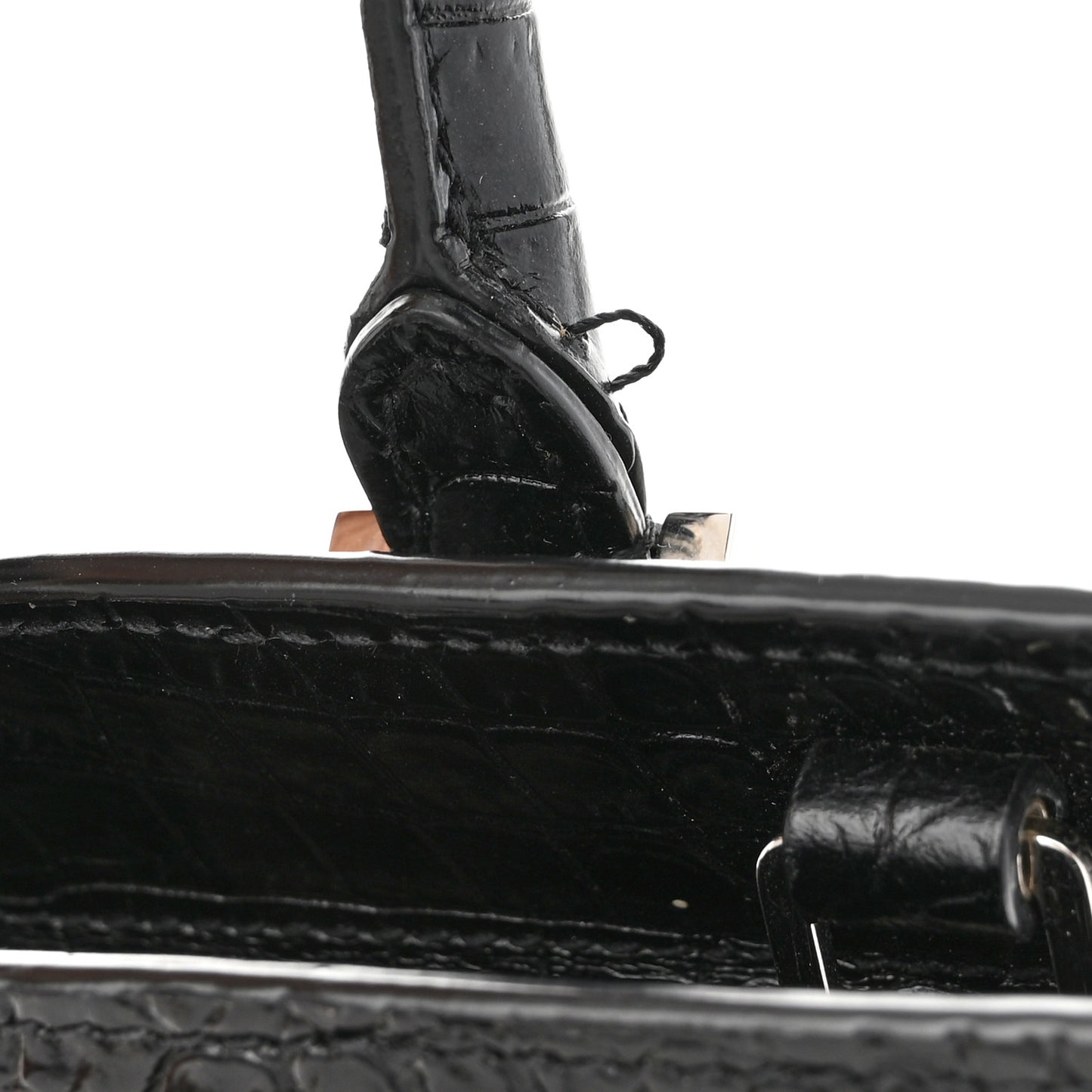 Calfskin Crocodile Embossed Small Uptown Tote Black