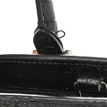 Saint Laurent Calfskin Crocodile Embossed Small Uptown Tote Black 10 of 11