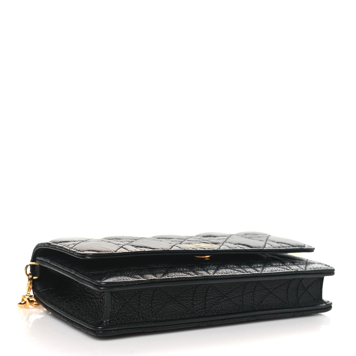 Supple Calfskin Caro Pouch with Chain Black