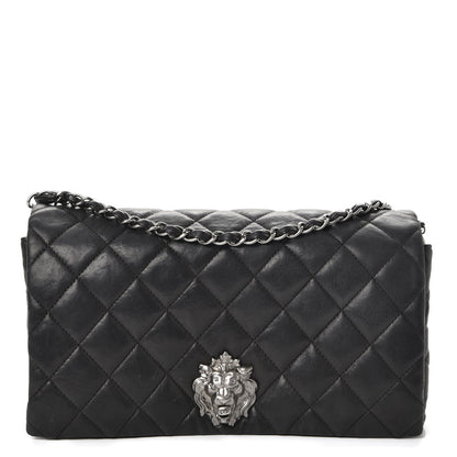 Chanel Lambskin Quilted Medium Leo Lion Flap Clutch Black 1 of 10