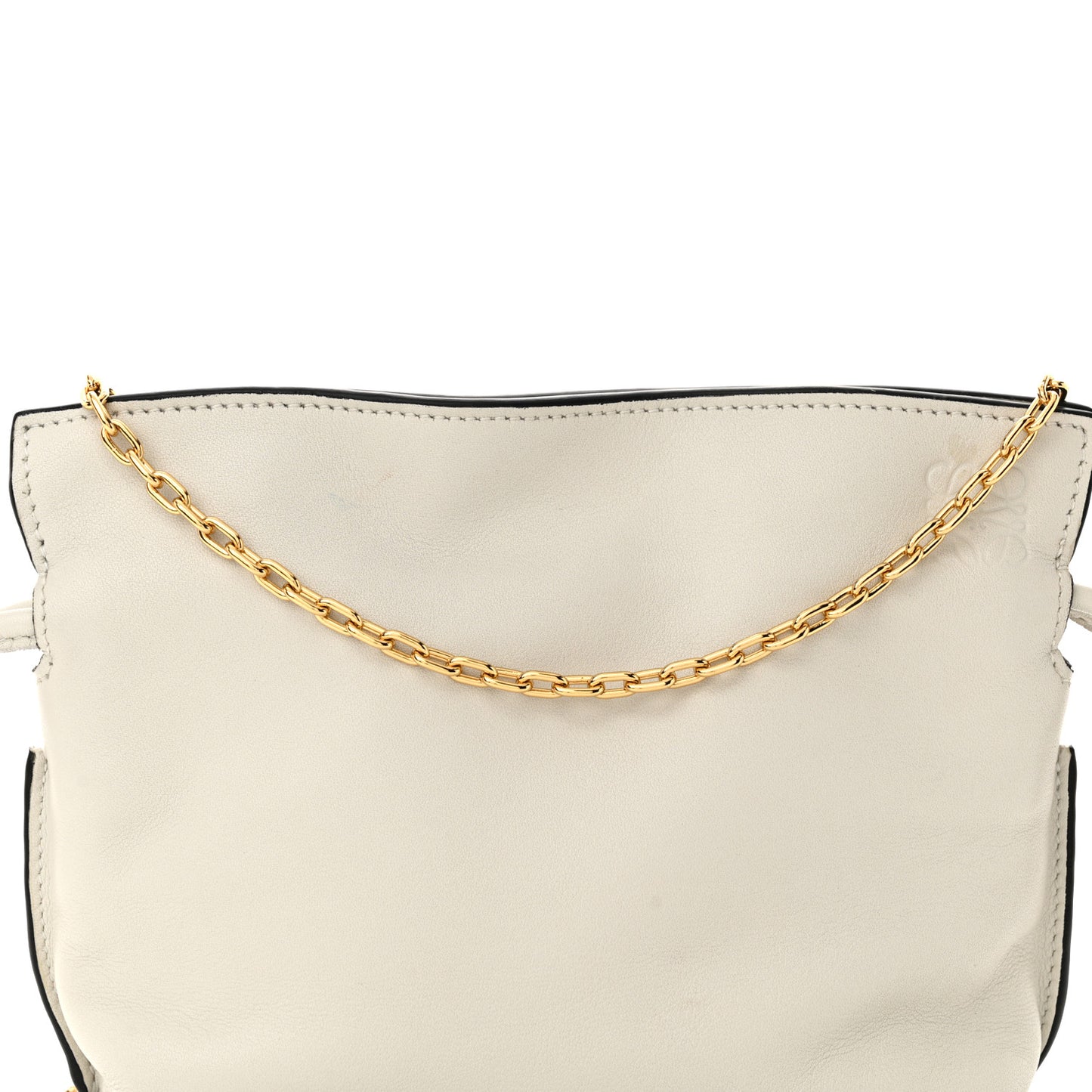 Calfskin Nano Flamenco Knot Clutch Soft White