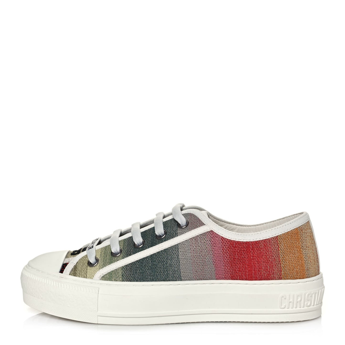 Canvas Dioraura Embroidered Womens Walk'N'Dior Low Top Sneakers 35 Multicolor