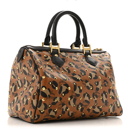 MCM Visetos Leopard Print Boston Bag Cognac 3 of 13
