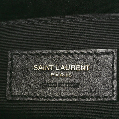 Saint Laurent Patent Calfskin Crocodile Embossed Monogram Lou Camera Bag Black 6 of 10