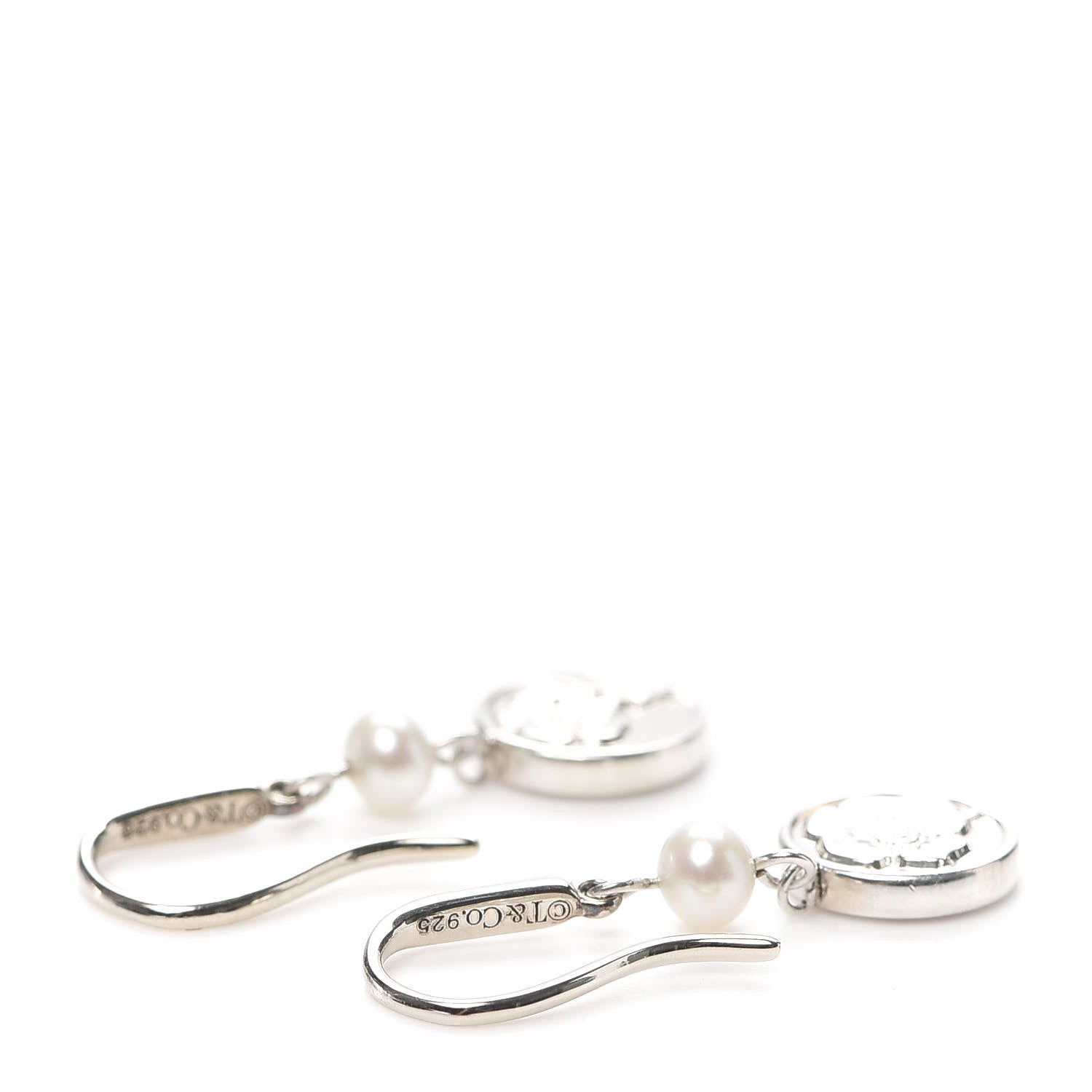 Tiffany Sterling Silver Pearl Nature Rose Earrings 3 of 5