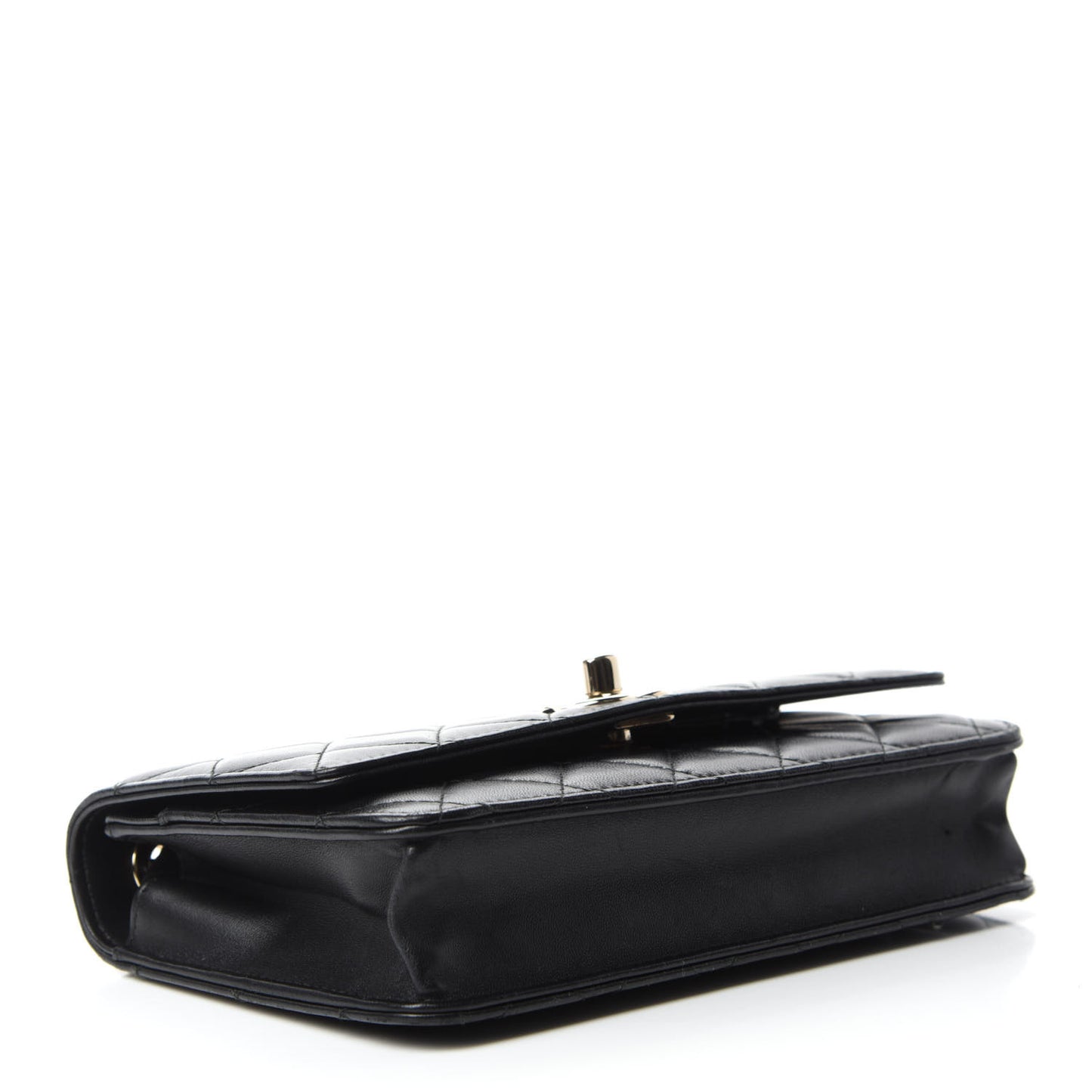 Lambskin Quilted Trendy CC Wallet On Chain WOC Black