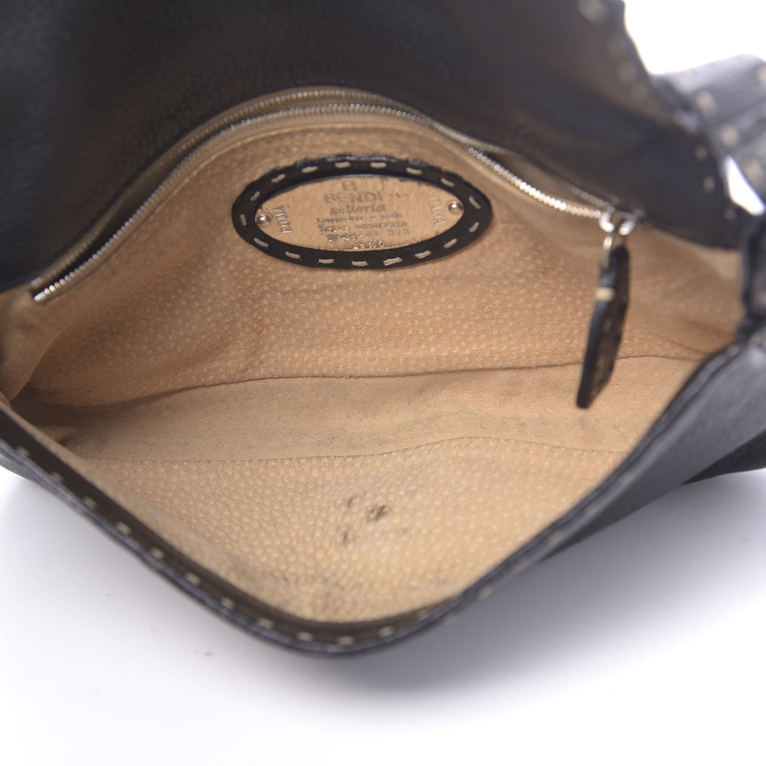 Fendi Calfskin Romano Selleria Baguette Black 5 of 11