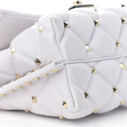 Valentino Garavani Lambskin VLTN Print Candystud Top Handle Bag Optic White Black 9 of 14