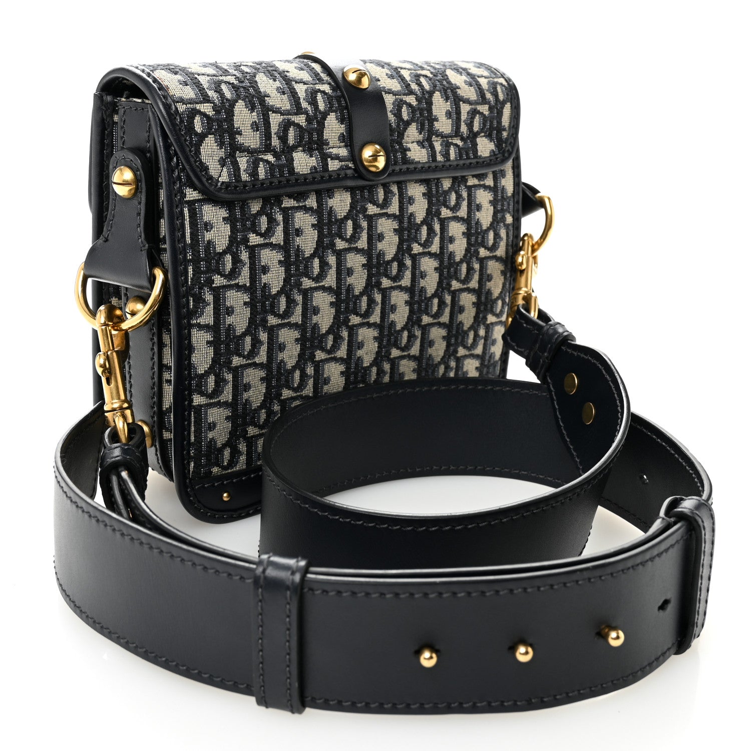 ディオール/クリスチャンディオール 40 M Christian Dior Oblique Square DiorAddict Flap Navy Blue 1791913