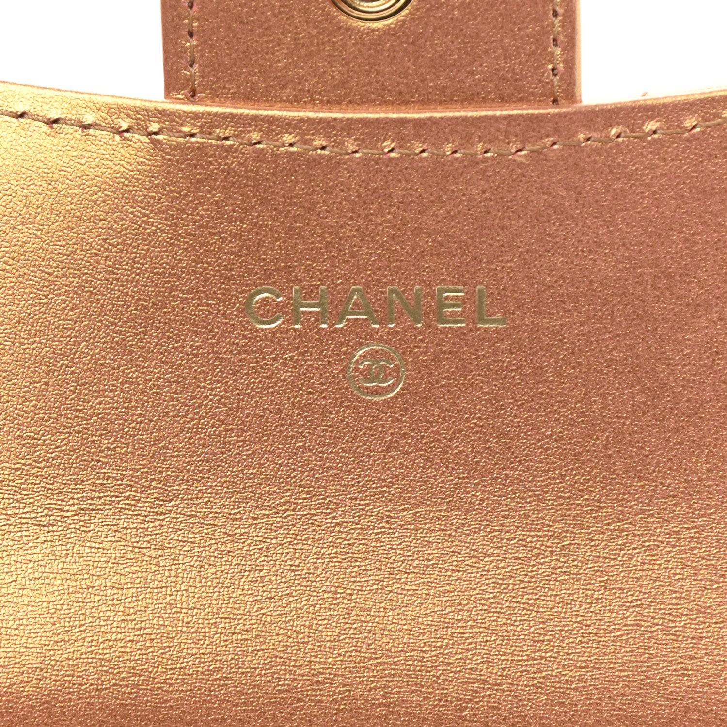 Chanel Metallic Lambskin Quilted Flap Card Holder Wallet Golden 5 of 8