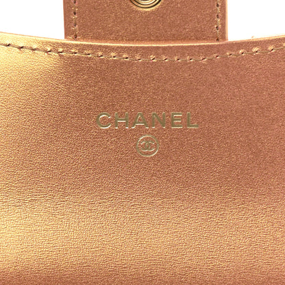 Chanel Metallic Lambskin Quilted Flap Card Holder Wallet Golden 5 of 8