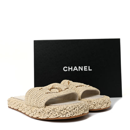 Chanel Cord Braided CC Mules 39 Light Beige 10 of 10