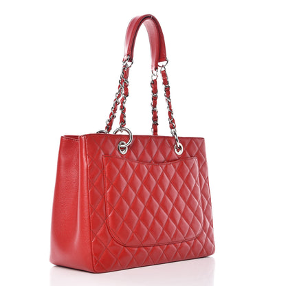 Chanel Caviar Quilted Grand Shopping Tote GST Red 3 of 13