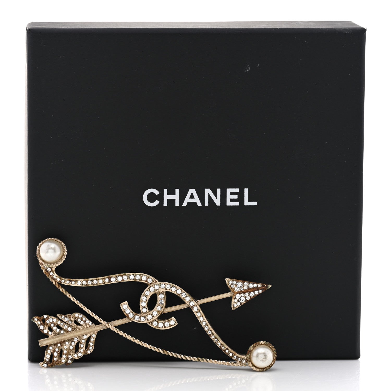 Chanel Crystal Pearl CC Arrow Brooch Gold 5 of 5