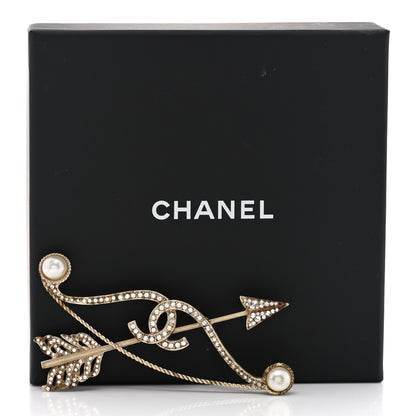 Chanel Crystal Pearl CC Arrow Brooch Gold 5 of 5