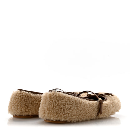Gucci Shearling Horsebit Ballet Flats 38.5 Beige 5 of 10