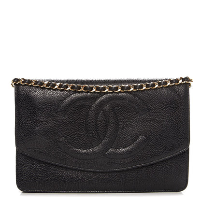 Chanel Caviar Timeless CC Wallet On Chain WOC Black 1 of 10