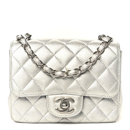 Chanel Metallic Lambskin Quilted Mini Square Flap Silver 1 of 11