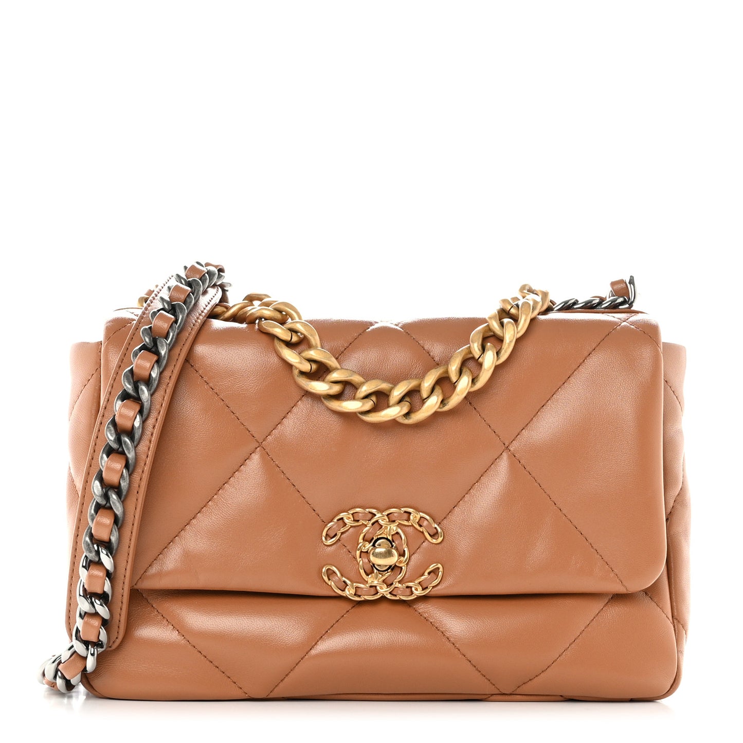 Lambskin Quilted Medium Chanel 19 Flap Brown