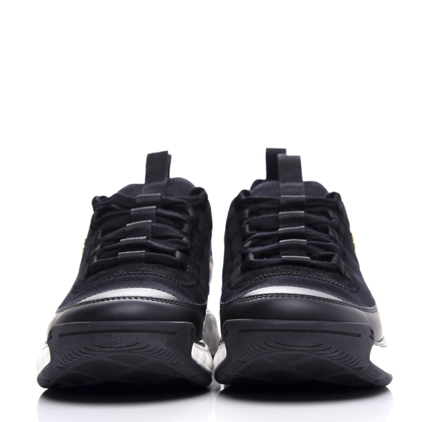 Velvet Calfskin Mixed Fibers CC Sneakers 40 Black
