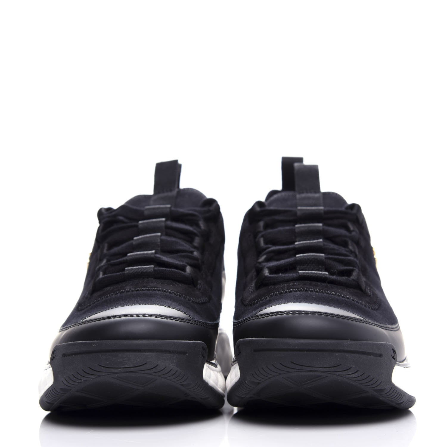 Chanel Velvet Calfskin Mixed Fibers CC Sneakers 40 Black 2 of 10