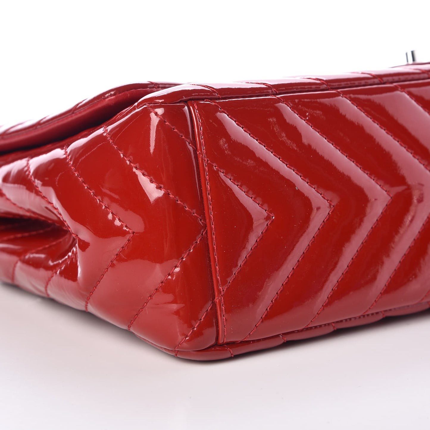 Patent Chevron Quilted Maxi Single Flap Red