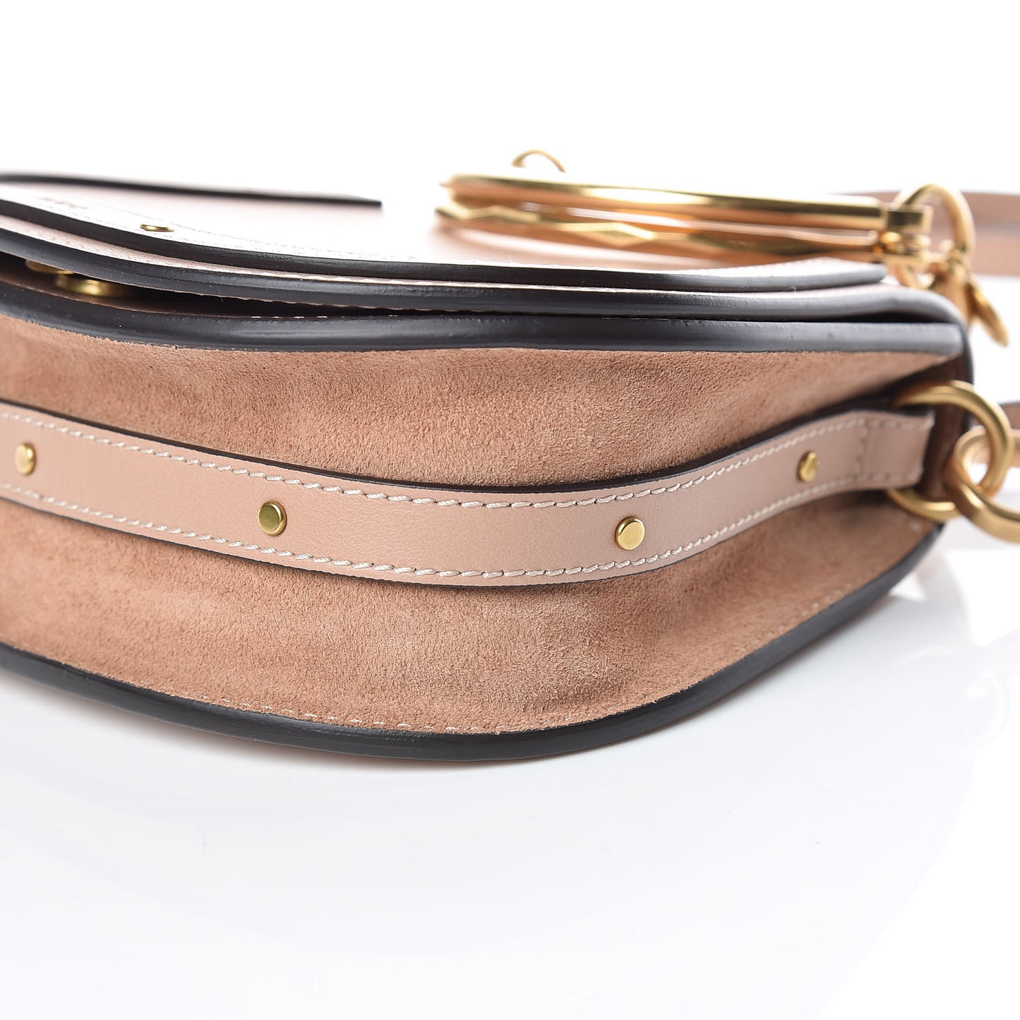 Calfskin Suede Small Nile Bracelet Bag Biscotti Beige