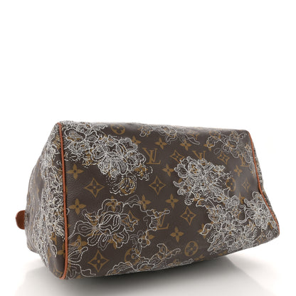Louis Vuitton Monogram Dentelle Speedy 30 Silver 4 of 15
