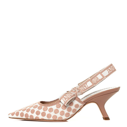 Christian Dior Fabric Ribbon Dot Embroidered J'adior Slingback 65mm Pumps 36 Rose De Ven 1 of 9