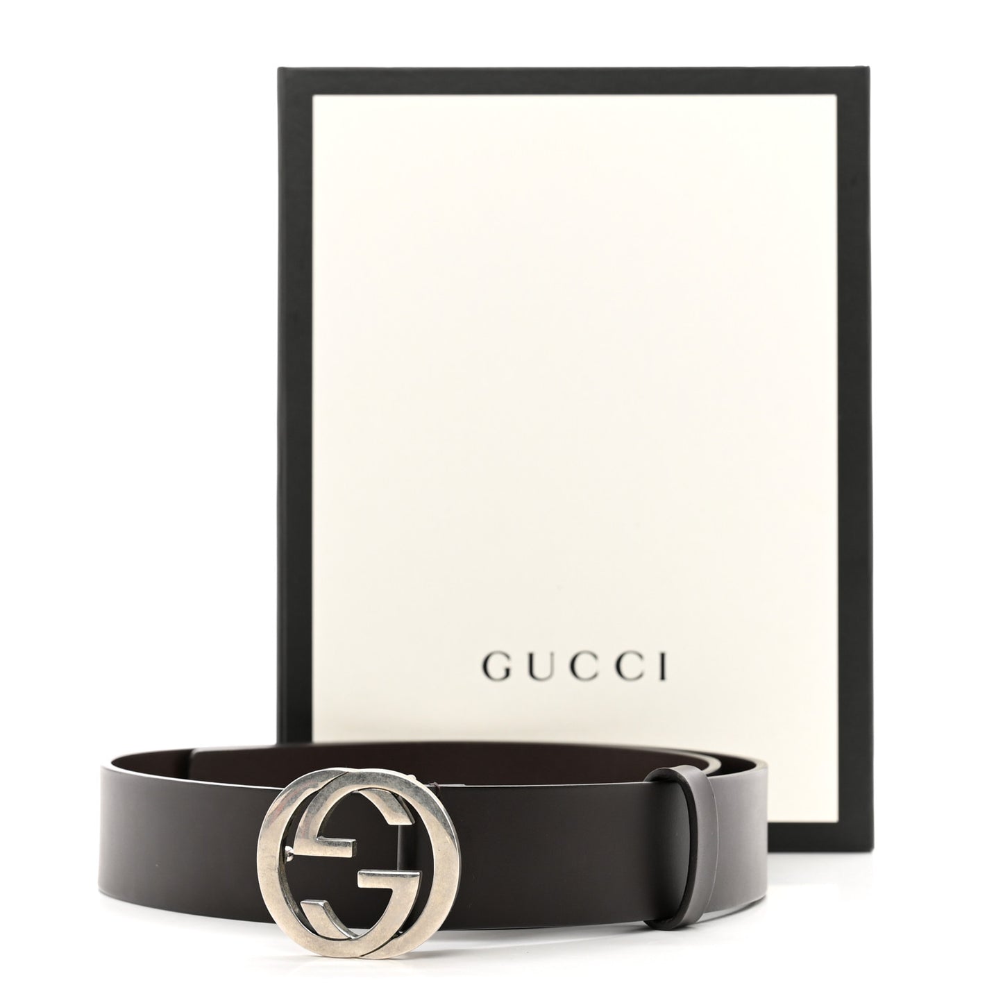 Selleria Calfskin Nickel Interlocking G 37mm Belt 85 34 Black