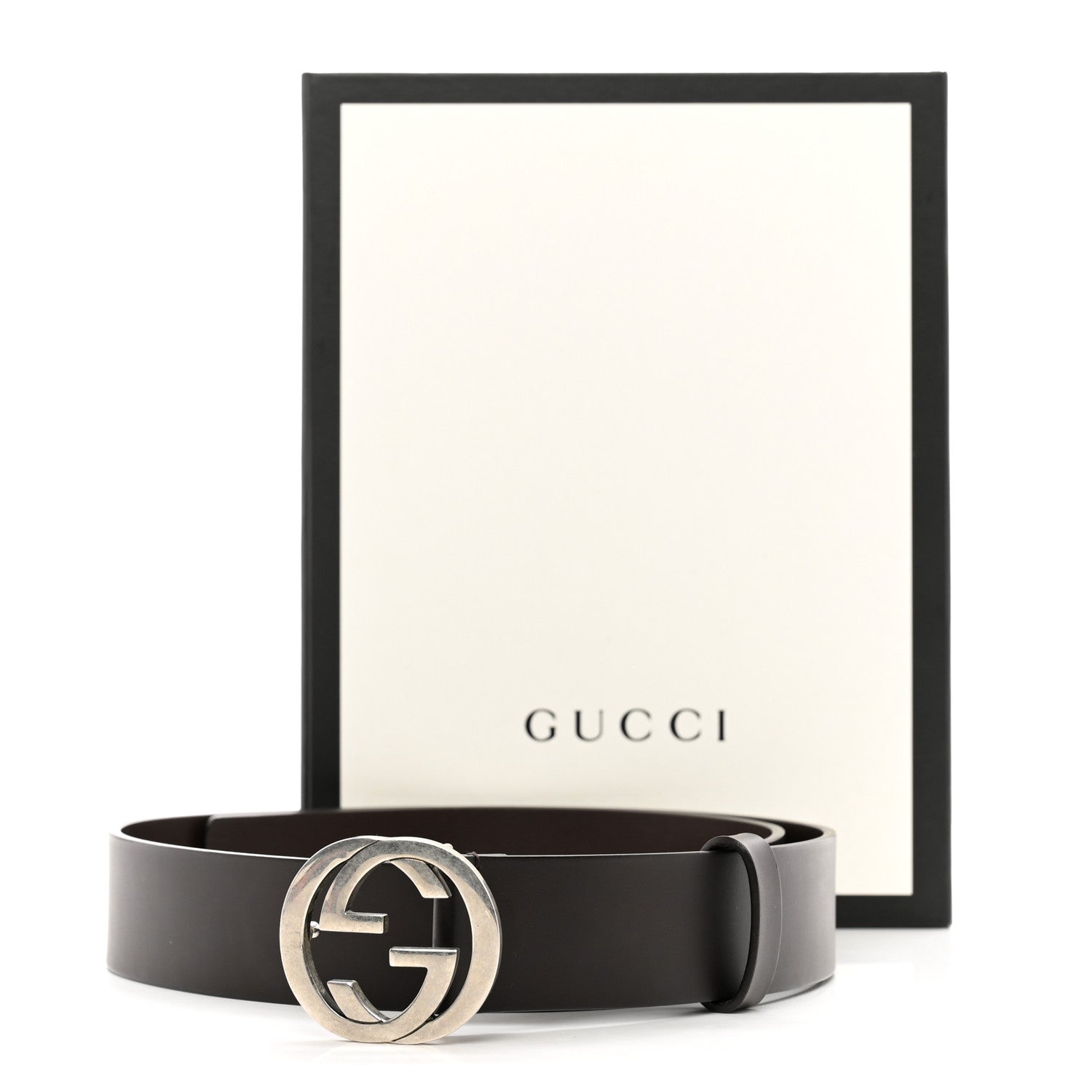 Gucci Selleria Calfskin Nickel Interlocking G 37mm Belt 85 34 Black 6 of 6