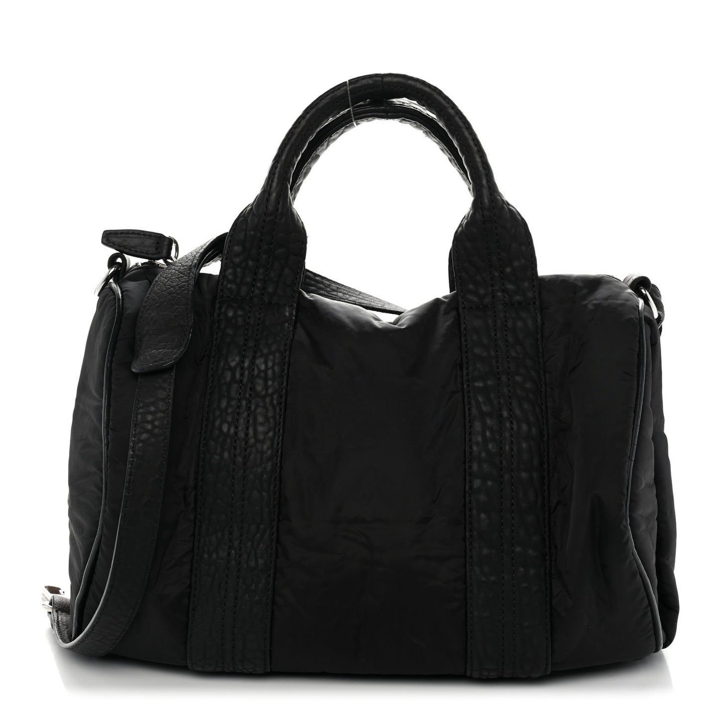 Nylon Pebbled Lambskin Rocco Nickel Hardware Black