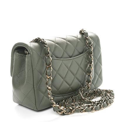 Chanel Lambskin Quilted Mini Rectangular Flap Green 2 of 10