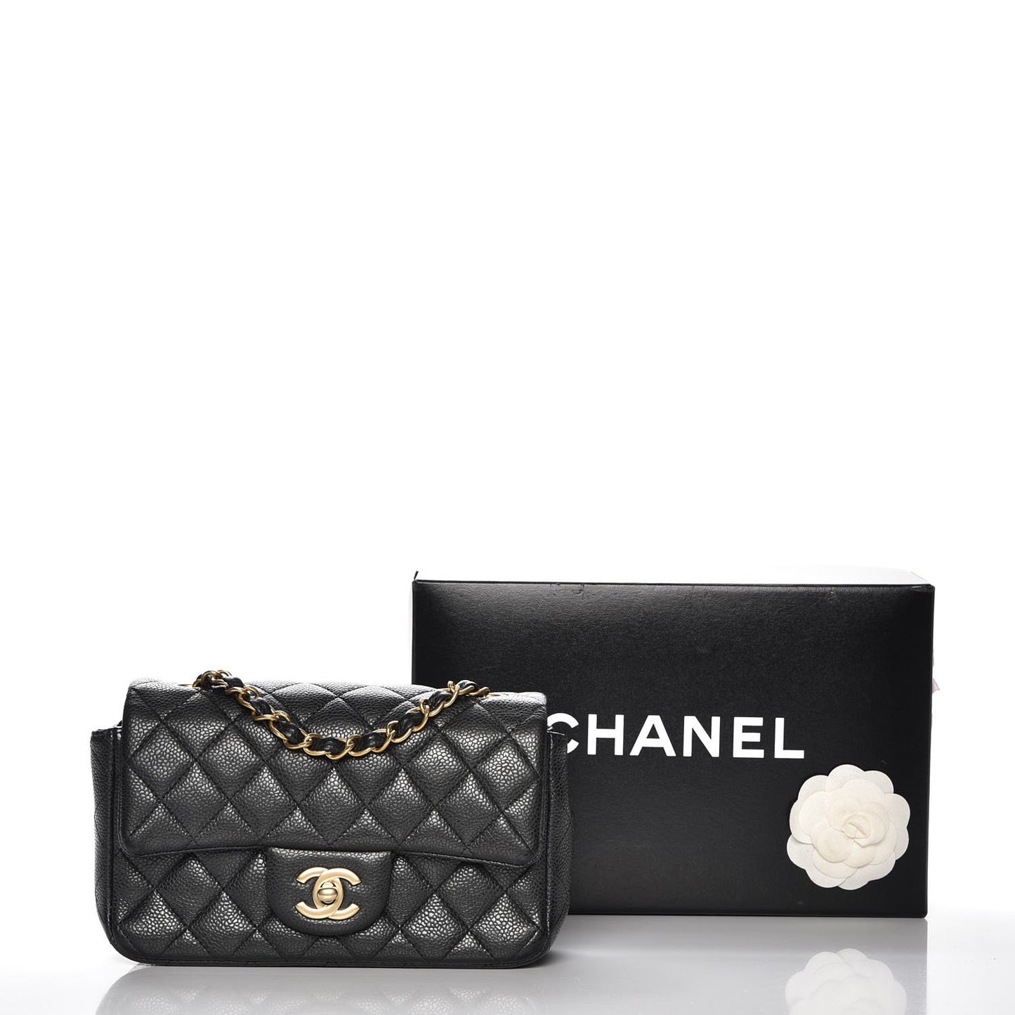 Caviar Quilted Mini Rectangular Flap Dark Charcoal