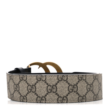 Gucci GG Supreme Monogram Matte Plutone Calfskin Double G 40mm Belt 75 30 Beige Ebony Black 2 of 5