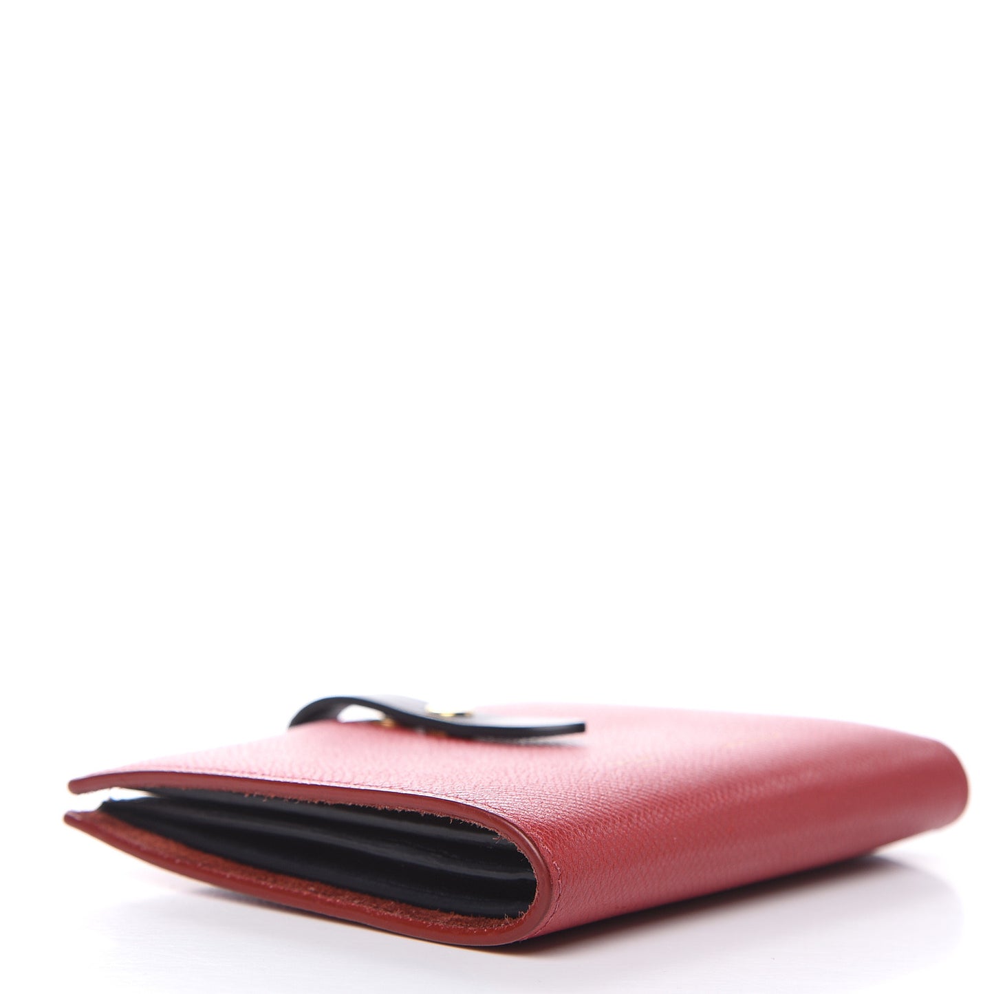 Grained Calfskin Medium Multifunction Strap Wallet Coquelicot