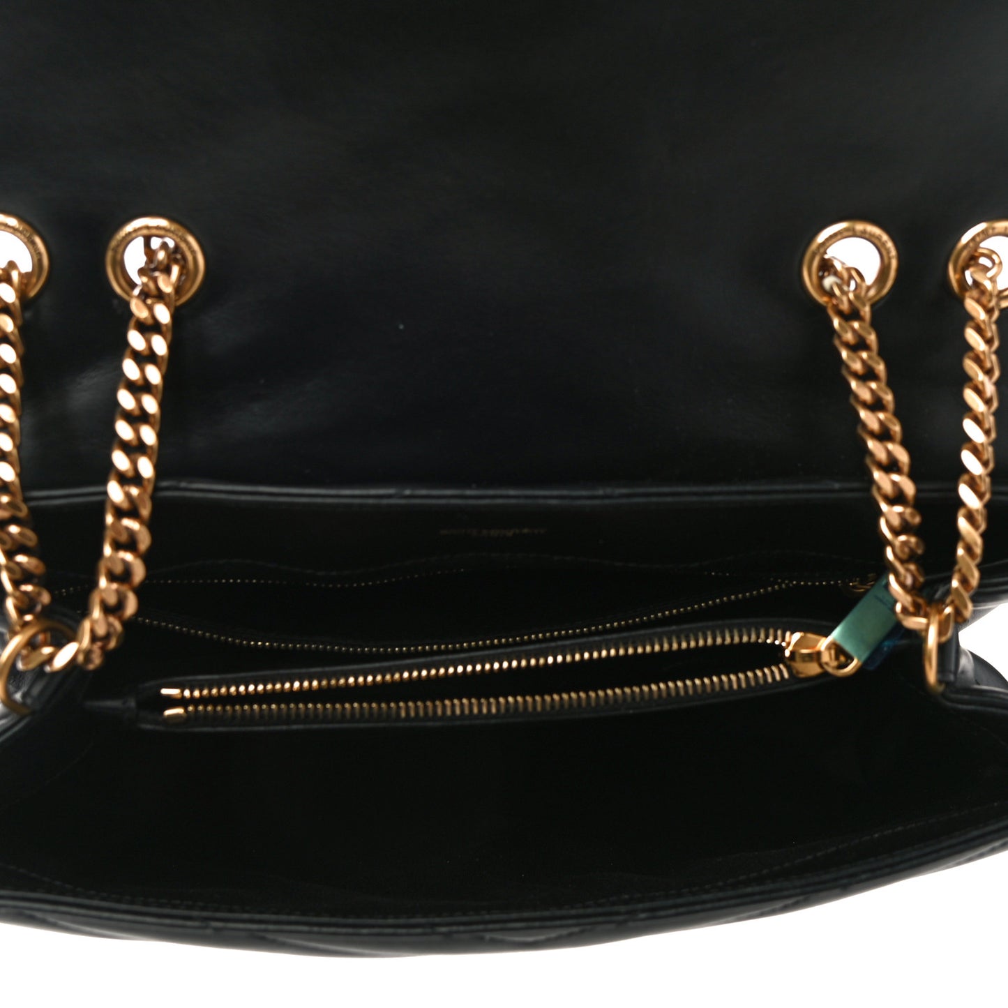 Calfskin Y Quilted Monogram Medium Loulou Chain Satchel Black