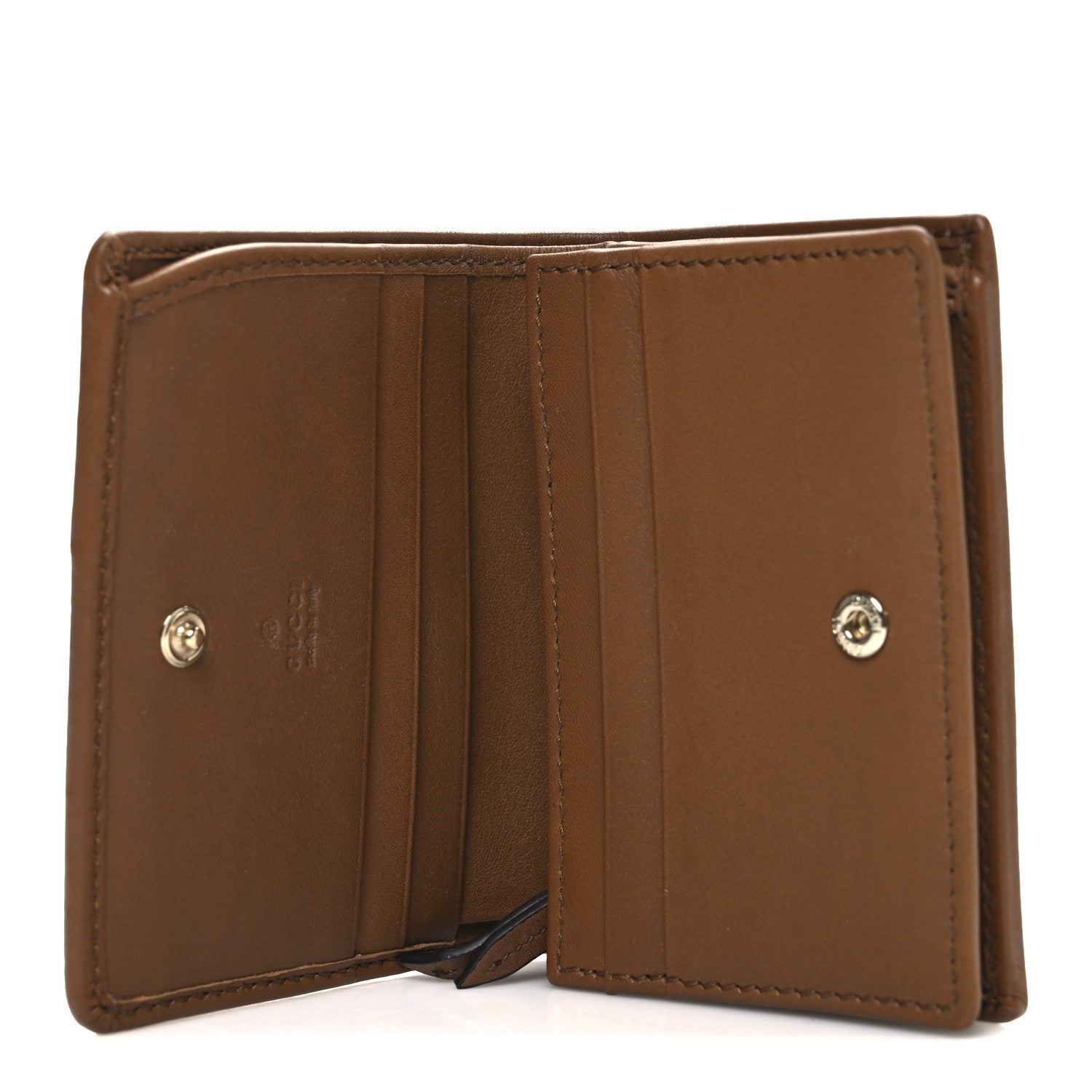 Gucci GG Supreme Monogram Textured Calfskin Emblem Mini Wallet Beige Dark Brown 5 of 7